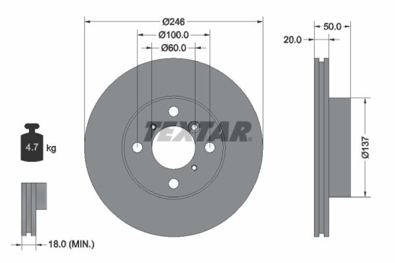 2x TEXTAR Bremsscheibe