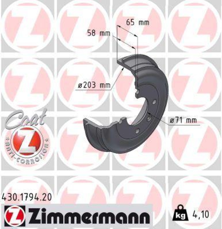 ZIMMERMANN Bremstrommel COAT Z 430.1794.20