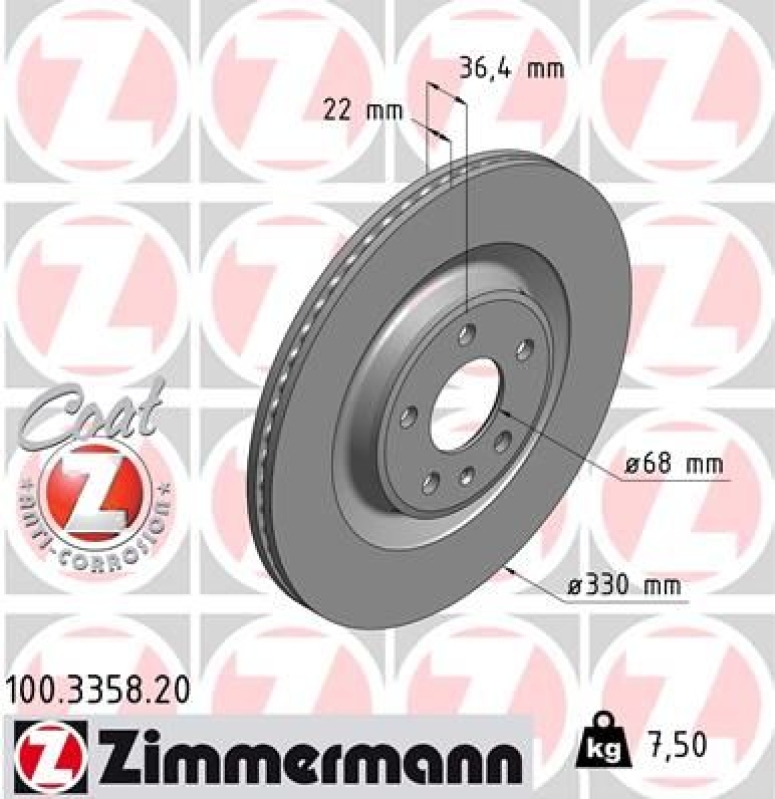 2x ZIMMERMANN Brake Disc COAT Z