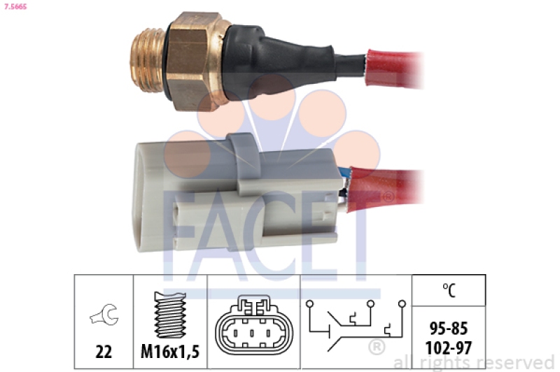 FACET Temperaturschalter, Kühlerlüfter Made in Italy - OE Equivalent