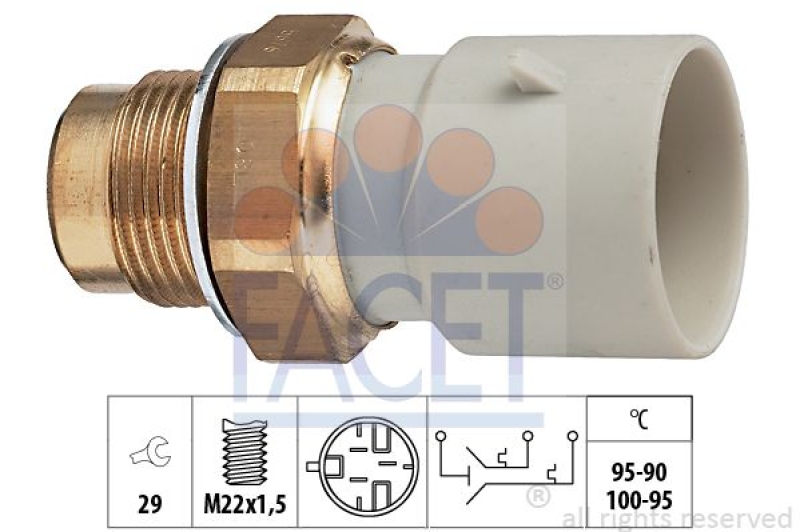FACET Temperature Switch, radiator fan Made in Italy - OE Equivalent