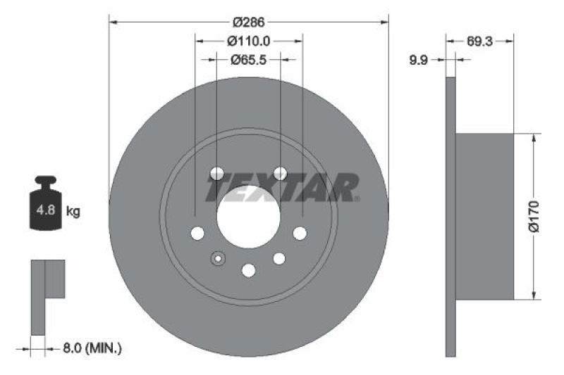 2x TEXTAR Bremsscheibe PRO