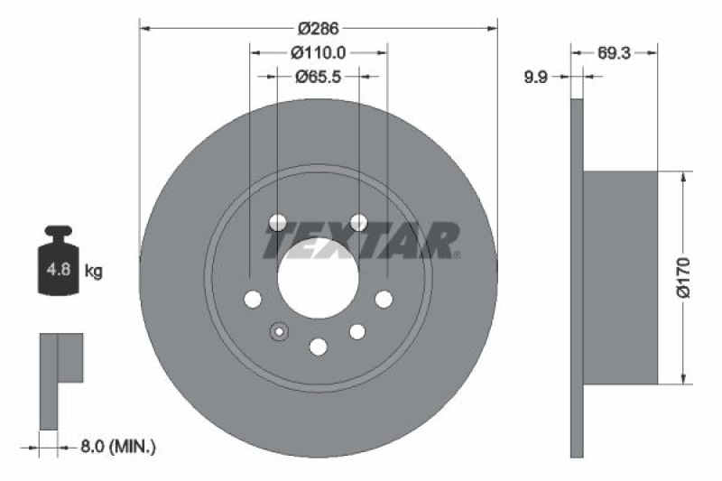 Textar Bremsscheiben Ø286mm + Beläge hinten passend für Opel...