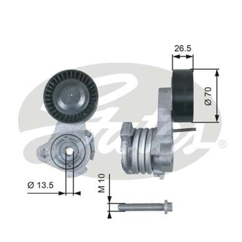 GATES Tensioner Pulley, V-ribbed belt DriveAlign®