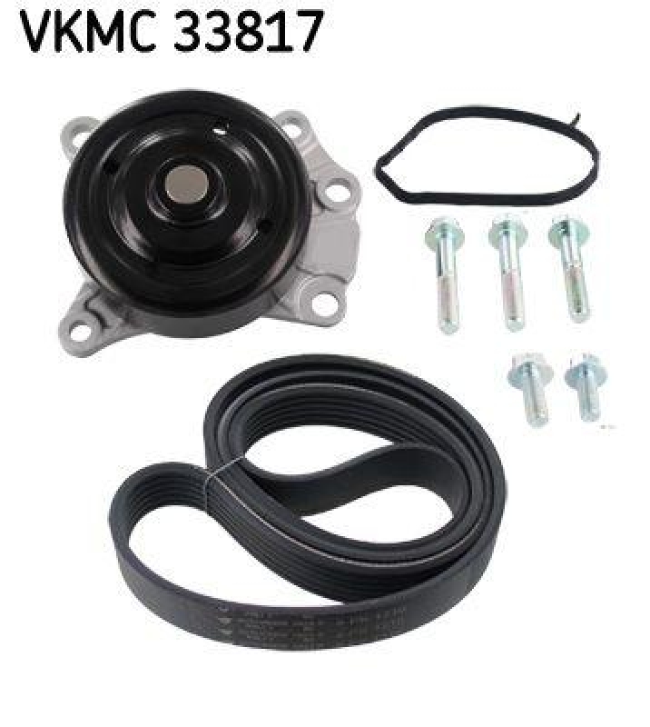 SKF Wasserpumpe + Keilrippenriemensatz VKMC 33817