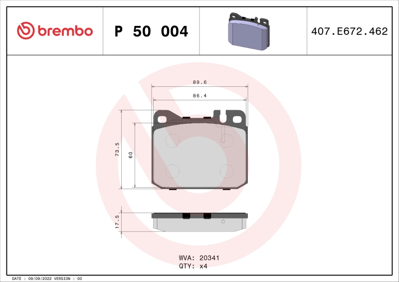 BREMBO Bremsbelagsatz, Scheibenbremse PRIME LINE