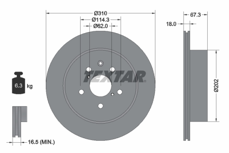 2x TEXTAR Bremsscheibe PRO