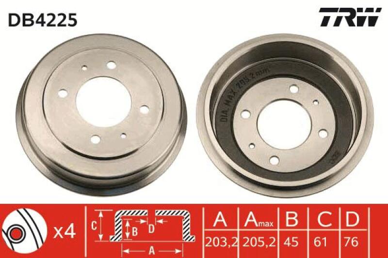 2x TRW Brake Drum