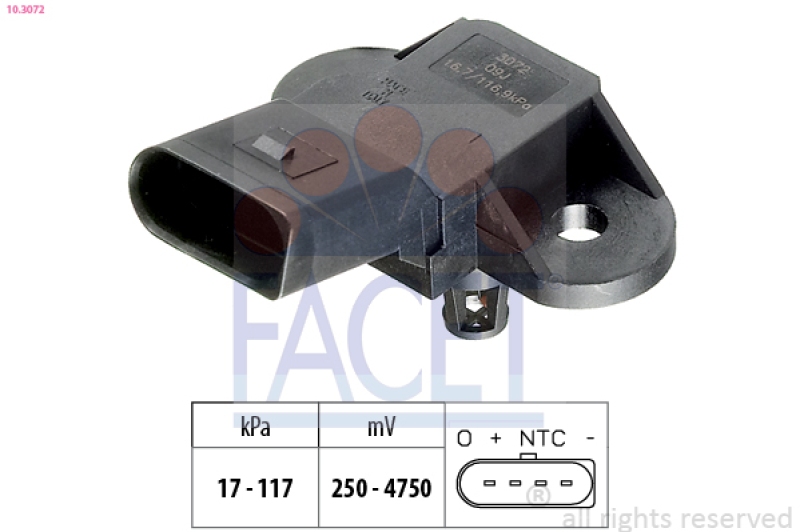 FACET Air Pressure Sensor, height adaptation Made in Italy - OE Equivalent