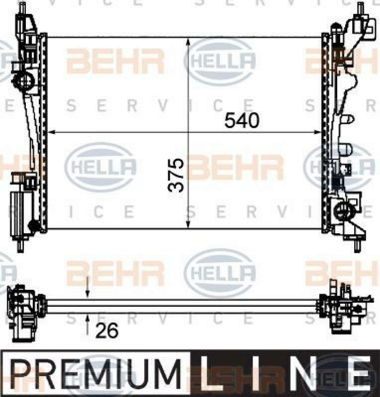 HELLA Radiator, engine cooling BEHR HELLA SERVICE *** PREMIUM LINE ***