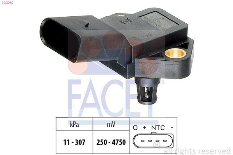 FACET Air Pressure Sensor, height adaptation Made in Italy - OE Equivalent