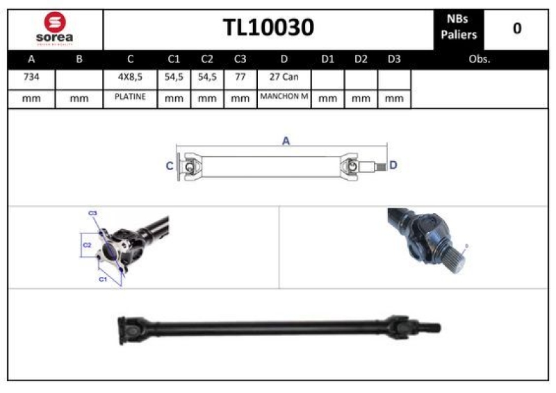 SNRA Propshaft, axle drive