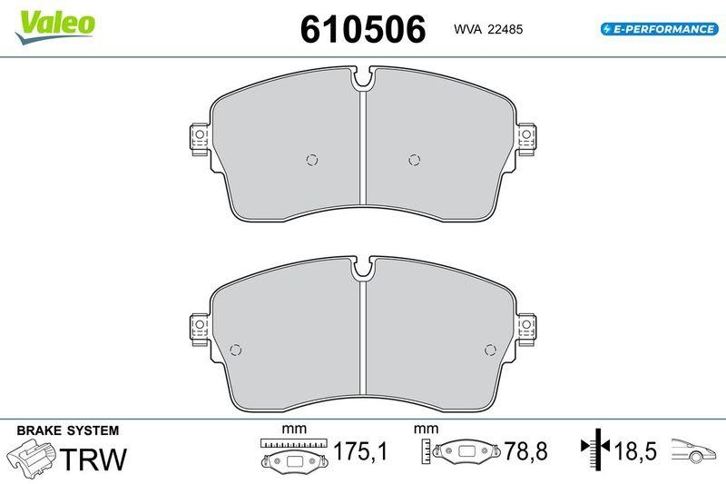 VALEO Bremsbelagsatz, Scheibenbremse E-PERFORMANCE 610506