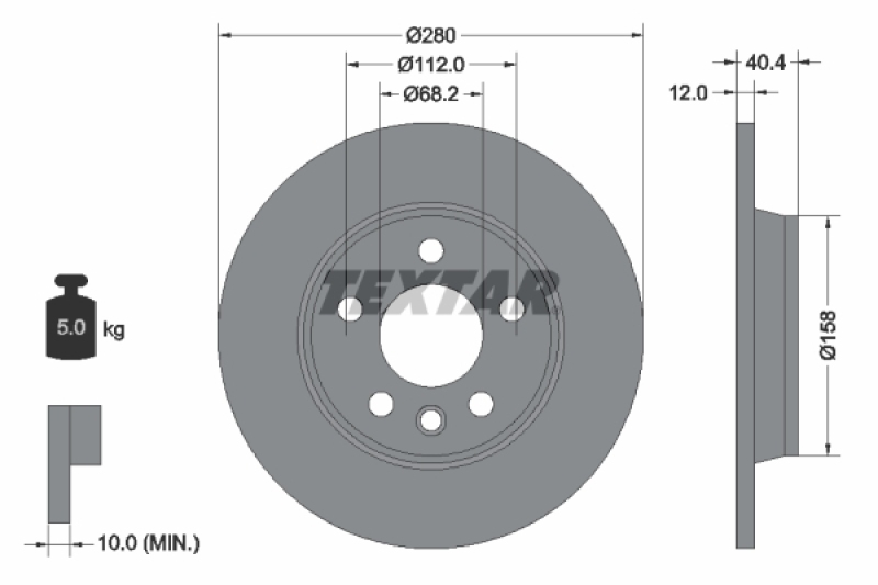 2x TEXTAR Brake Disc PRO