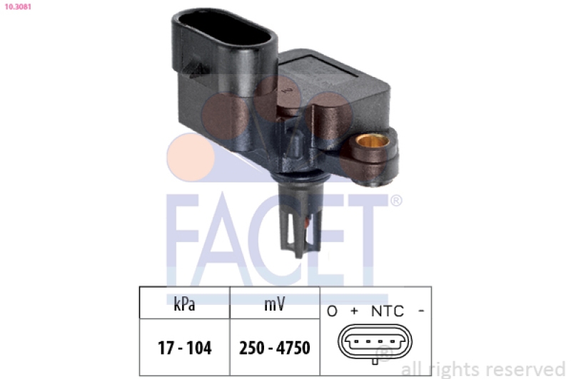 FACET Air Pressure Sensor, height adaptation Made in Italy - OE Equivalent