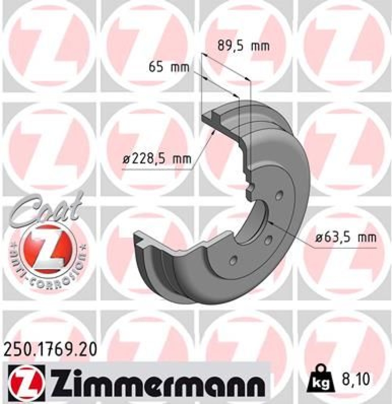 2x ZIMMERMANN Brake Drum COAT Z