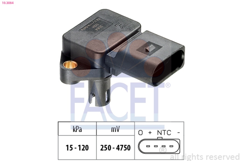 FACET Air Pressure Sensor, height adaptation Made in Italy - OE Equivalent