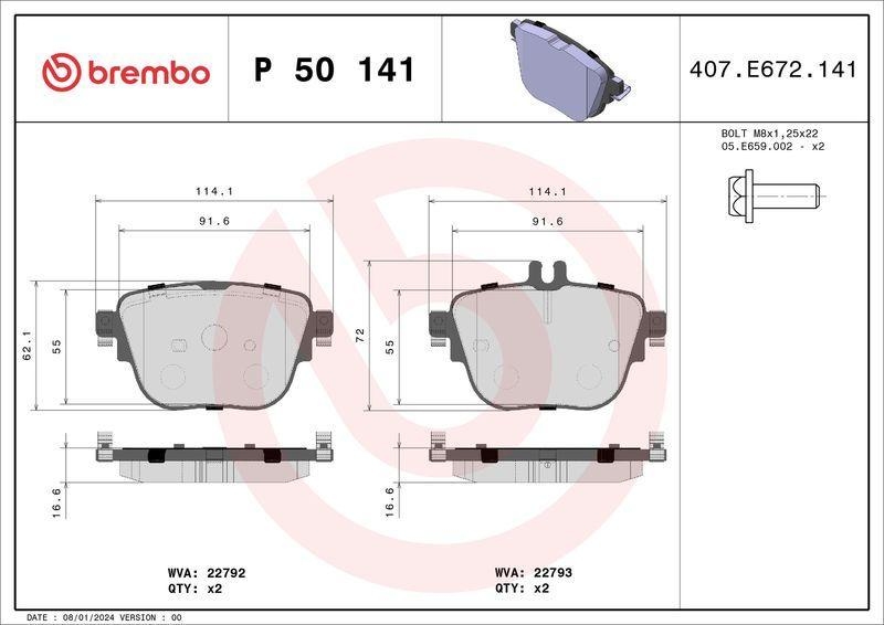 BREMBO Brake Pad Set, disc brake
