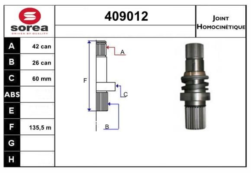 SNRA Joint Kit, drive shaft