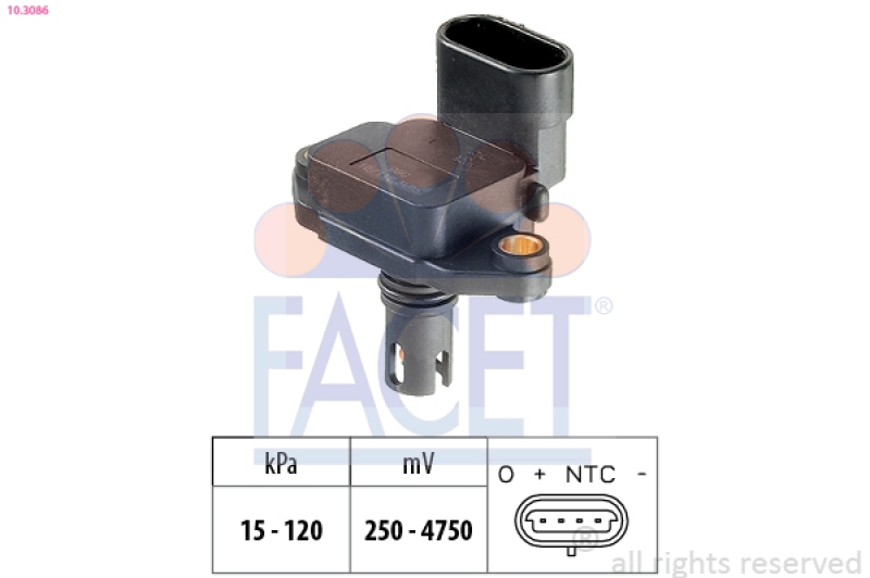 FACET Air Pressure Sensor, height adaptation Made in Italy - OE Equivalent