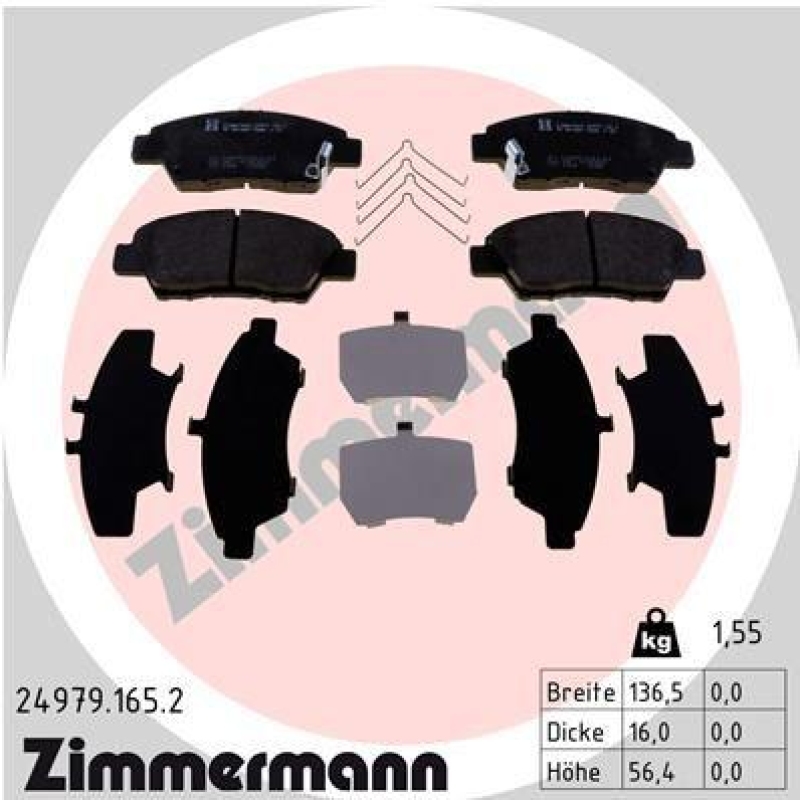 ZIMMERMANN Bremsbelagsatz, Scheibenbremse 24979.165.2