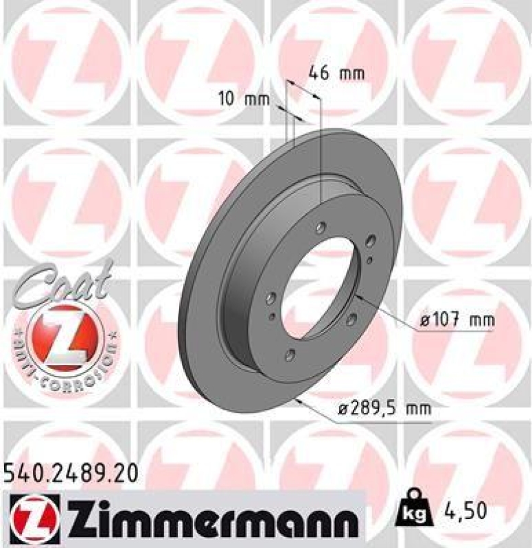 2x Zimmermann Bremsscheiben Coat Z Ø290mm Vorne passend für Suzuki Jimny X-90 540.2489.20