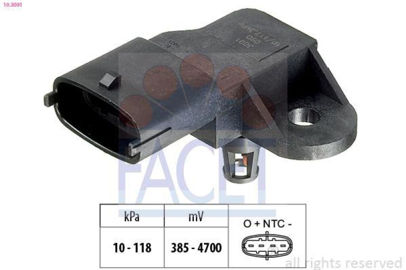 FACET Air Pressure Sensor, height adaptation Made in Italy - OE Equivalent
