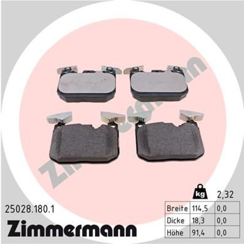 ZIMMERMANN Brake Pad Set, disc brake