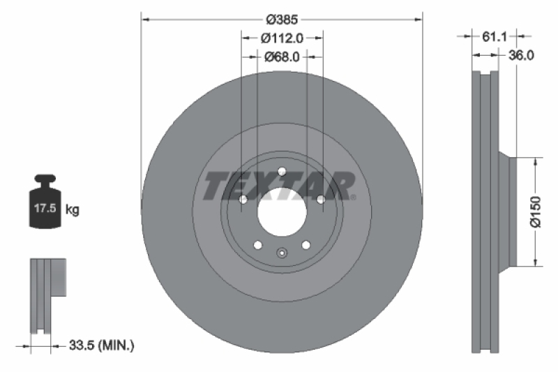 2x TEXTAR Brake Disc PRO