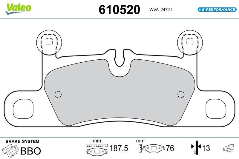 VALEO Bremsbelagsatz, Scheibenbremse E-PERFORMANCE