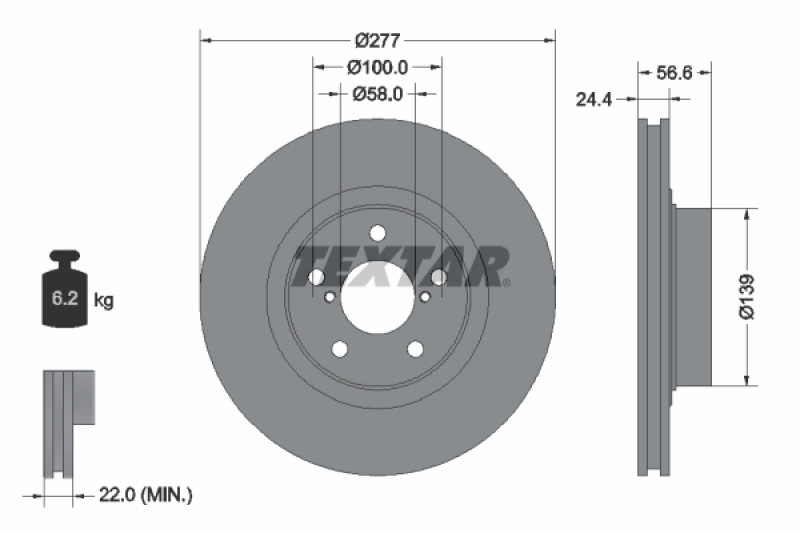 2x TEXTAR Bremsscheibe PRO 92094603