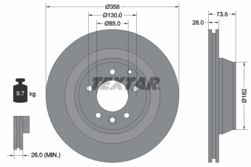 2x TEXTAR Bremsscheibe PRO