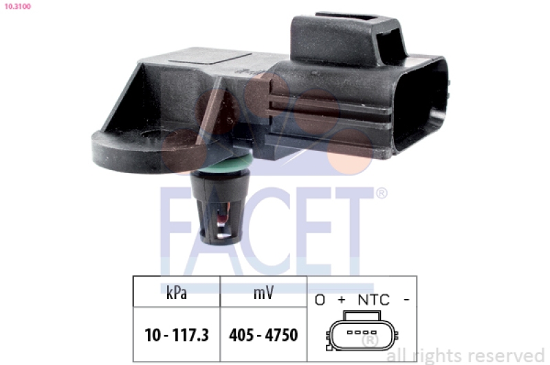 FACET Air Pressure Sensor, height adaptation Made in Italy - OE Equivalent