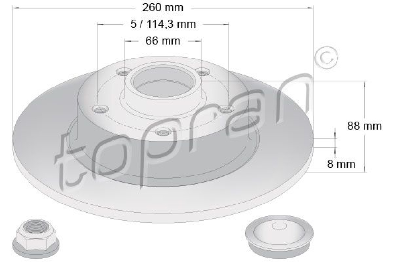 2x TOPRAN Bremsscheibe COATED