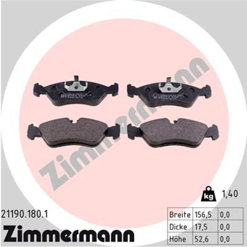 ZIMMERMANN Bremsbelagsatz, Scheibenbremse