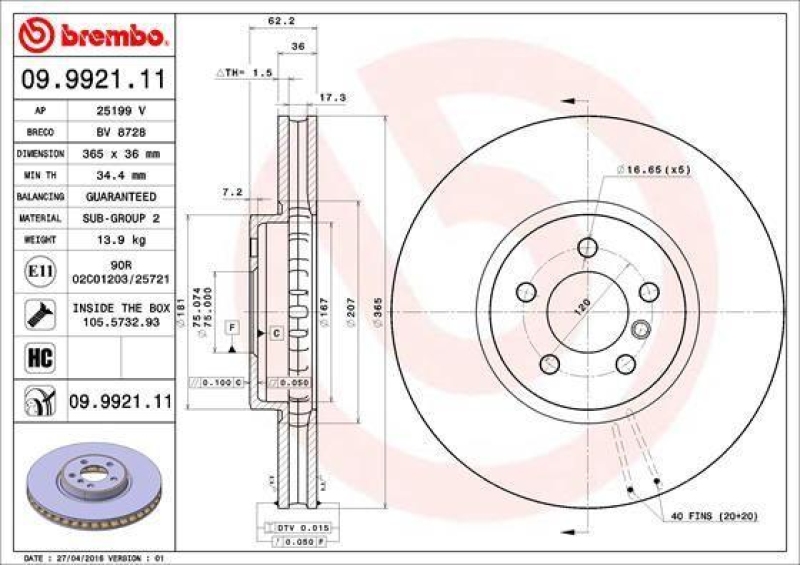 Brembo Bremsscheiben 365mm + Bremsbeläge Vorne passend für BMW X5 E...