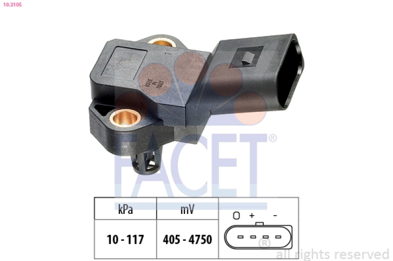 FACET Air Pressure Sensor, height adaptation Made in Italy - OE Equivalent