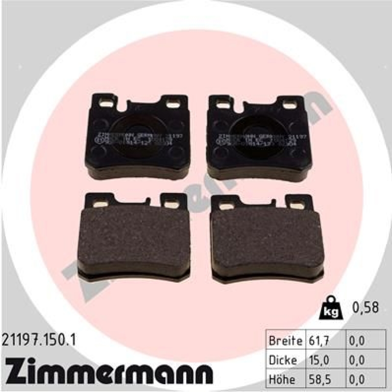 ZIMMERMANN Brake Pad Set, disc brake