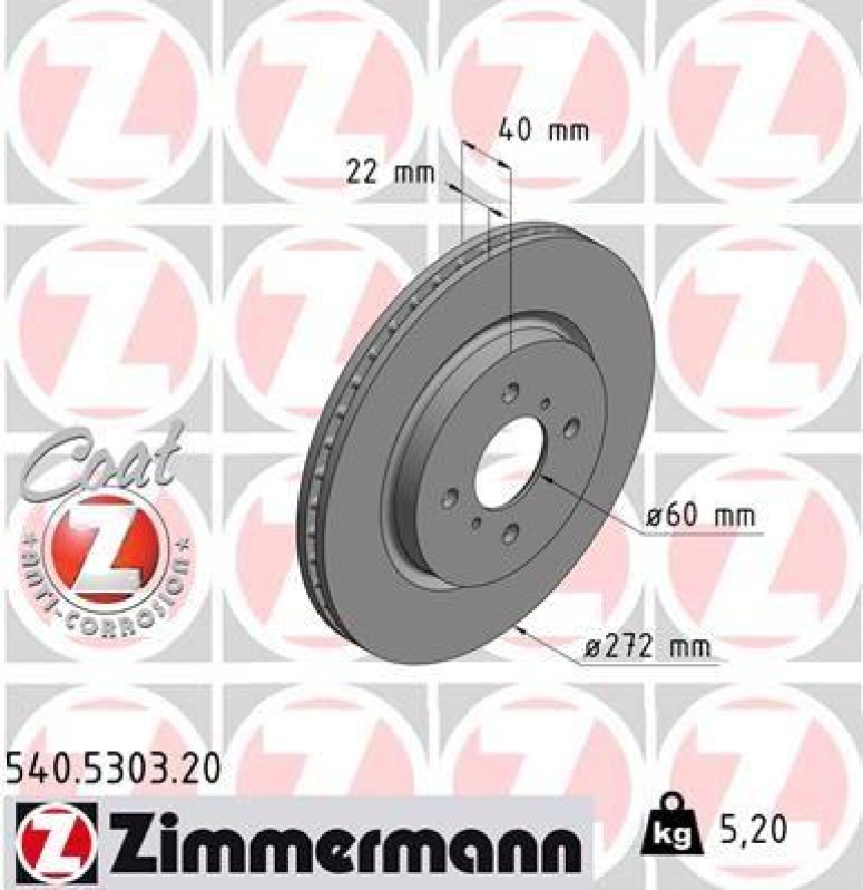 2x Zimmermann Bremsscheiben Coat Z Ø272mm Vorne passend für Suzuki Swift 4 1.2 540.5303.20