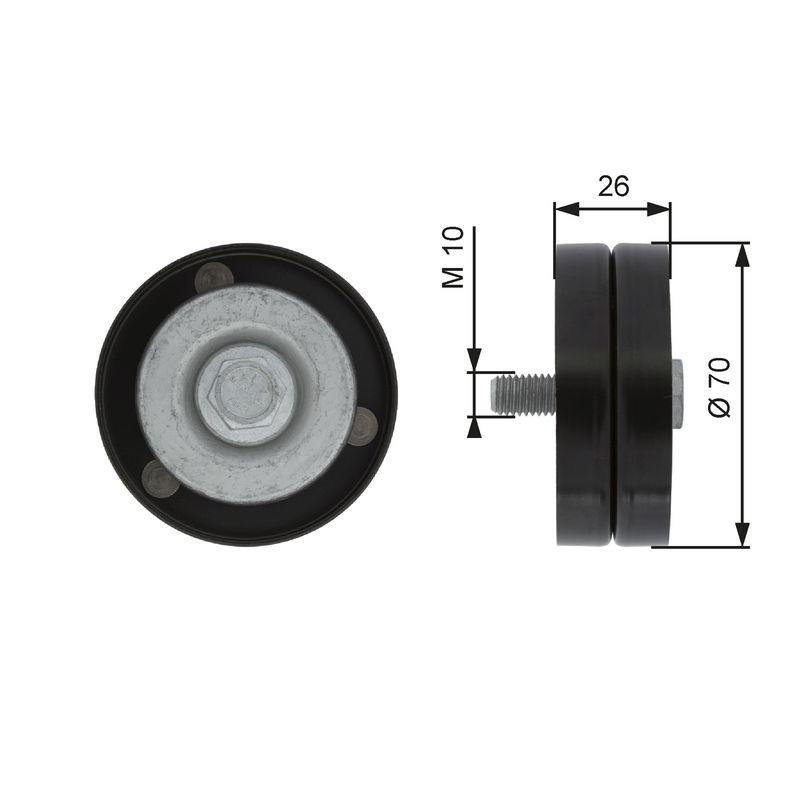 GATES Deflection/Guide Pulley, V-ribbed belt DriveAlign®