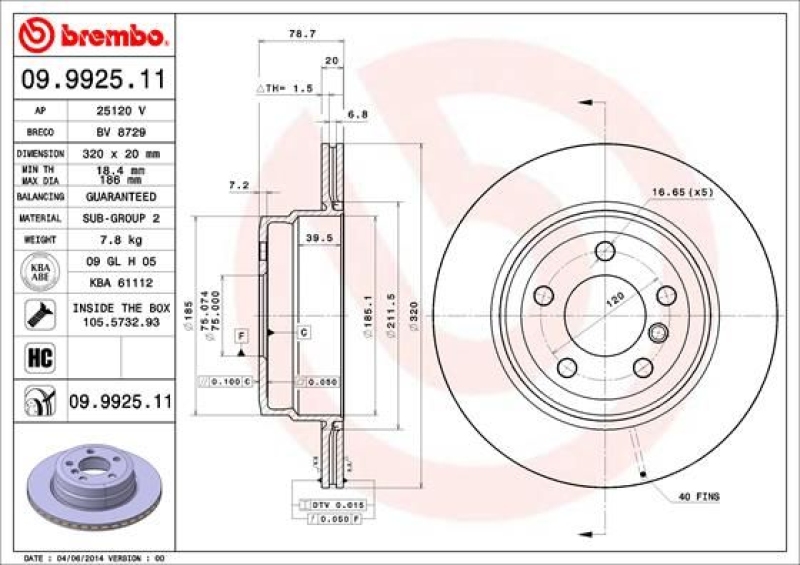 2x BREMBO Bremsscheibe PRIME LINE - UV Coated