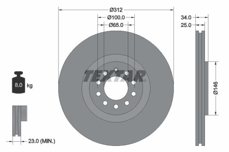 2x TEXTAR Bremsscheibe PRO+