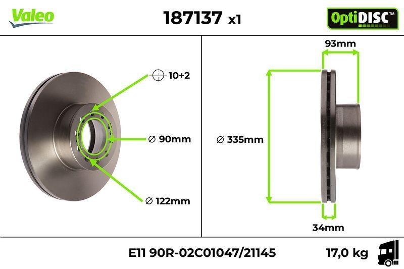 2x VALEO Bremsscheibe OptiDISC