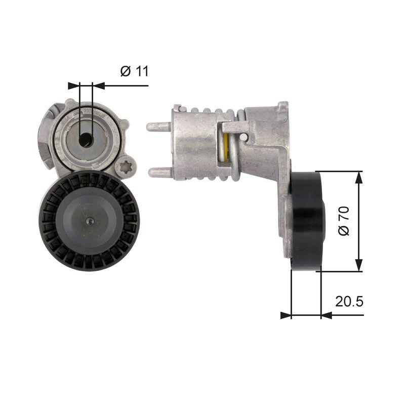 GATES Tensioner Pulley, V-ribbed belt DriveAlign®