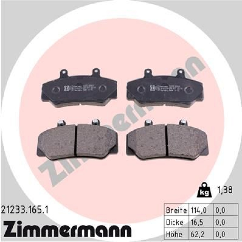 ZIMMERMANN Bremsbelagsatz, Scheibenbremse