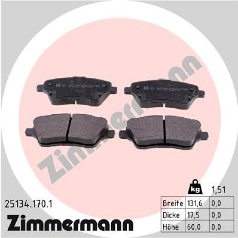 ZIMMERMANN Brake Pad Set, disc brake