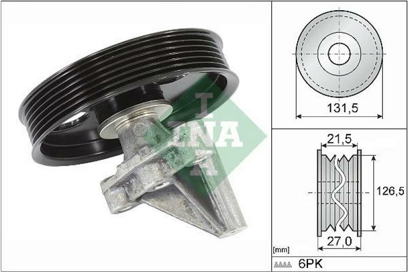 INA Deflection/Guide Pulley, v-ribbed belt