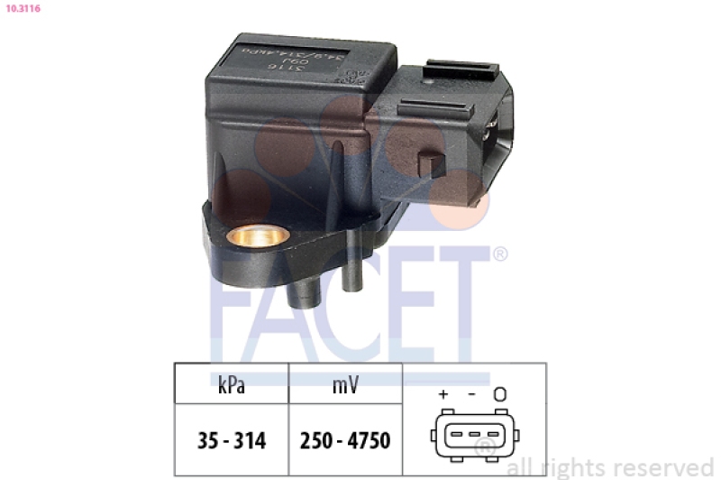 FACET Air Pressure Sensor, height adaptation Made in Italy - OE Equivalent