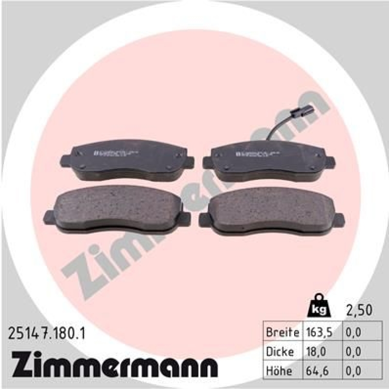 ZIMMERMANN Bremsbelagsatz, Scheibenbremse