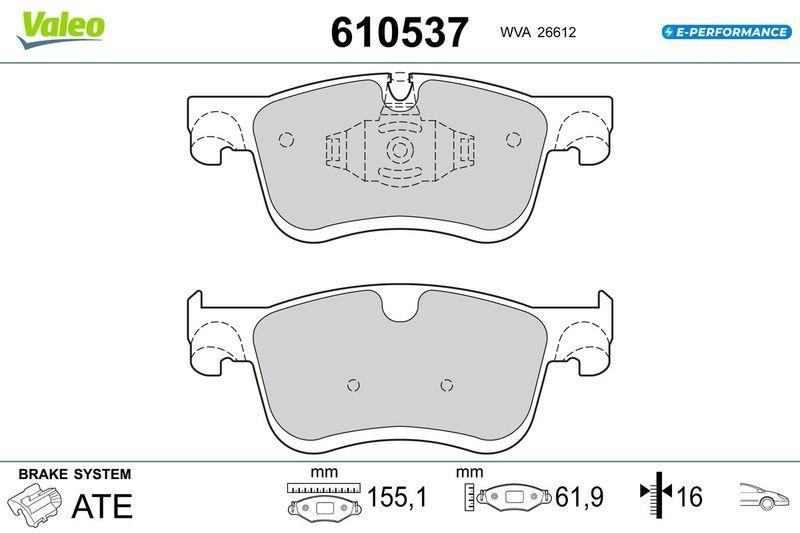 VALEO Bremsbelagsatz, Scheibenbremse E-PERFORMANCE 610537